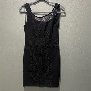 Tight black half lace dress